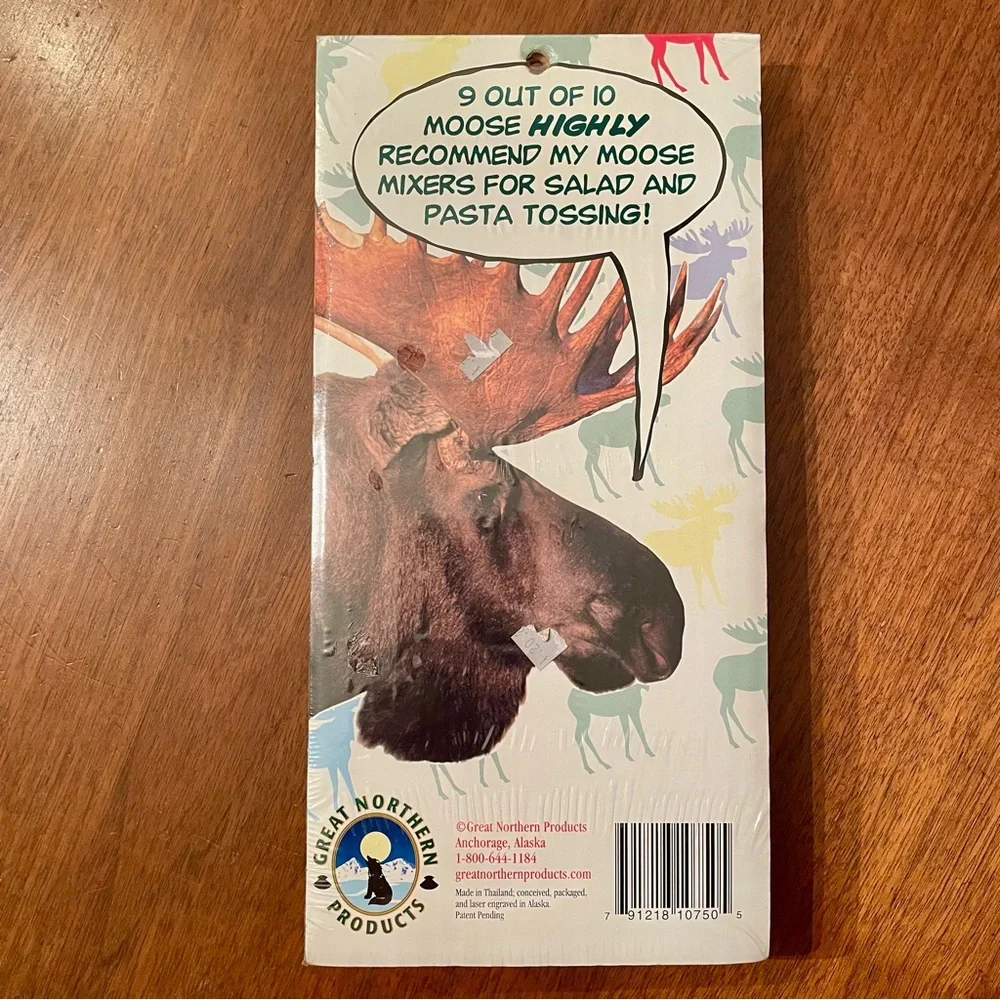 Great Northern Products Wooden Moose Mixers NWT Toss Salad Pasta Laser Engraved